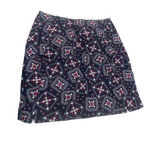 Sonoma Mini Skirt Rockabilly Western size 8 Bandana Pattern Black and Red A-Line